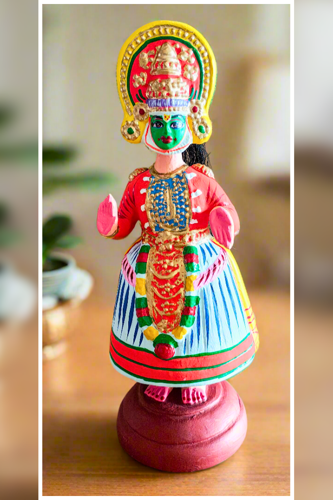 Handcrafted Dancing Kathakali Doll Set | Kerala Classical Dance Decor & Festive Gift