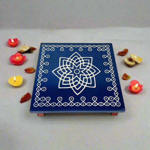 Traditional Wooden Peetha for Pooja & Festivals | Colors May Vary