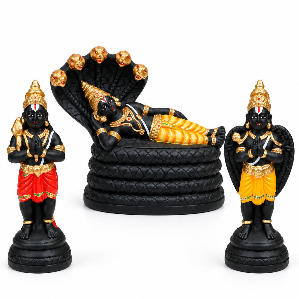 Handcrafted Clay Ananta Padmanabha Black Set