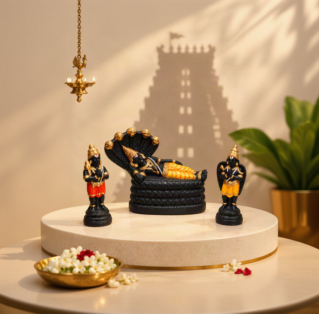 Handcrafted Clay Ananta Padmanabha Black Set
