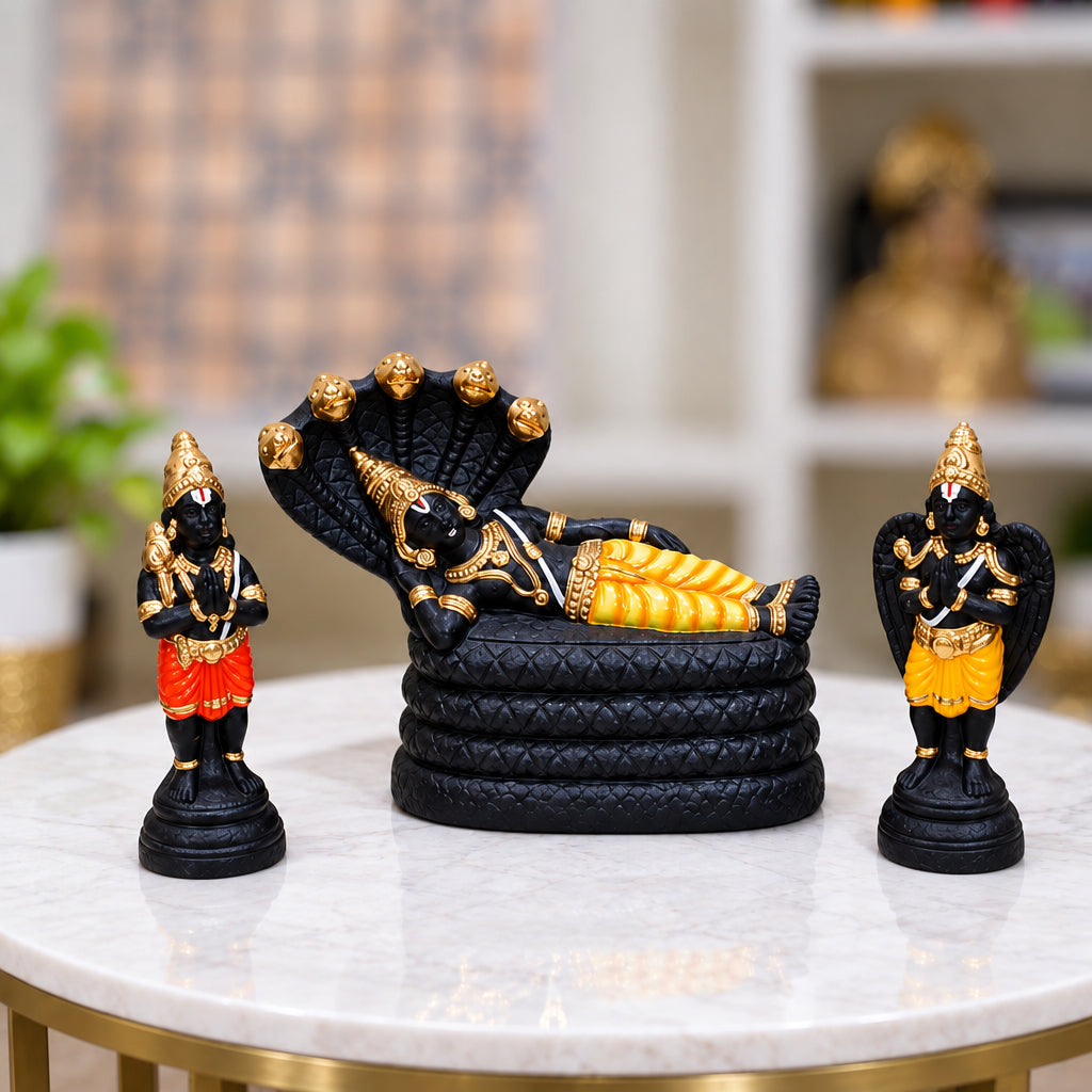 Handcrafted Clay Ananta Padmanabha Black Set