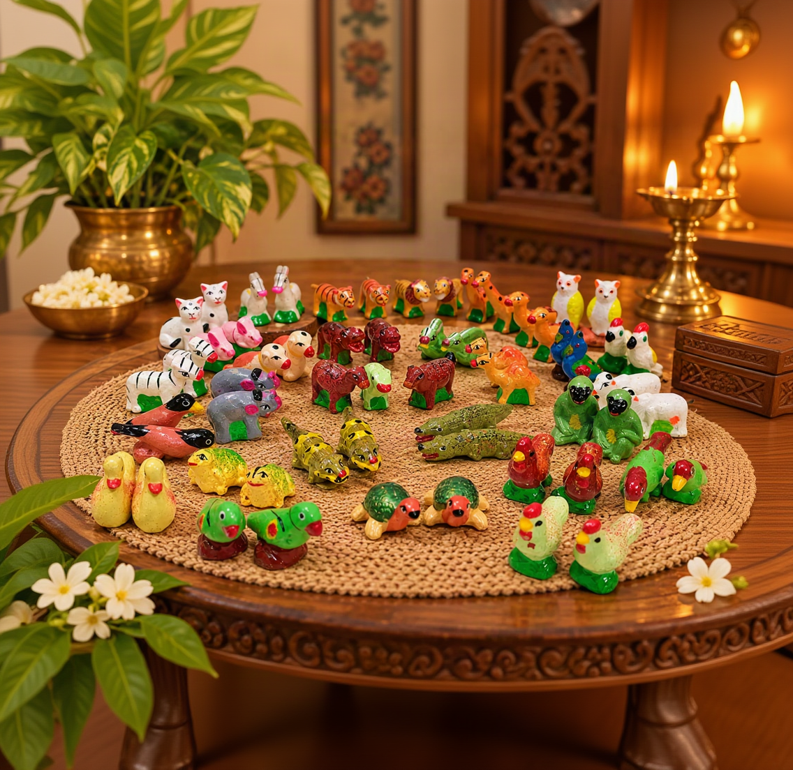 Handcrafted Clay Animals  Set – Traditional Décor
