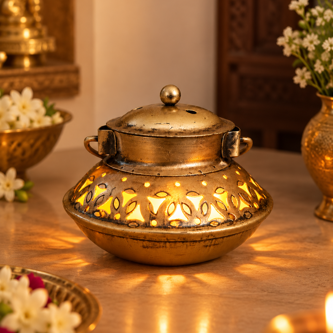 Decorative Antique-Finish Tea Light Holder