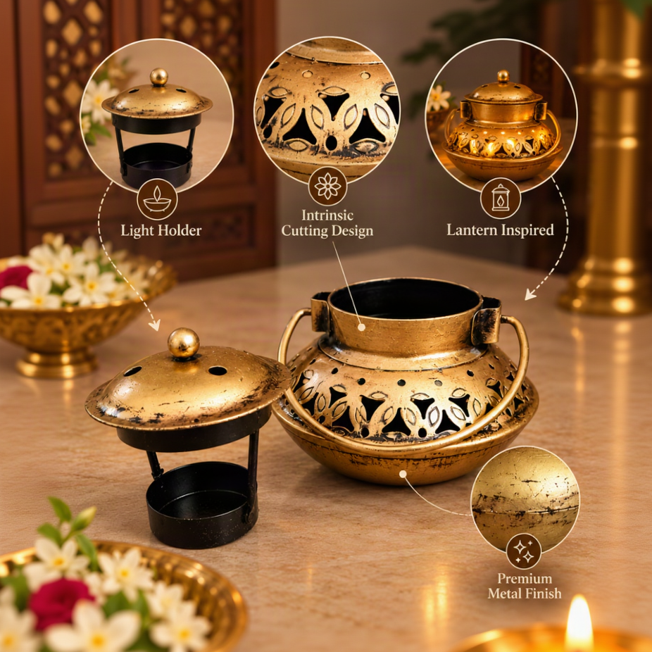 Decorative Antique-Finish Tea Light Holder