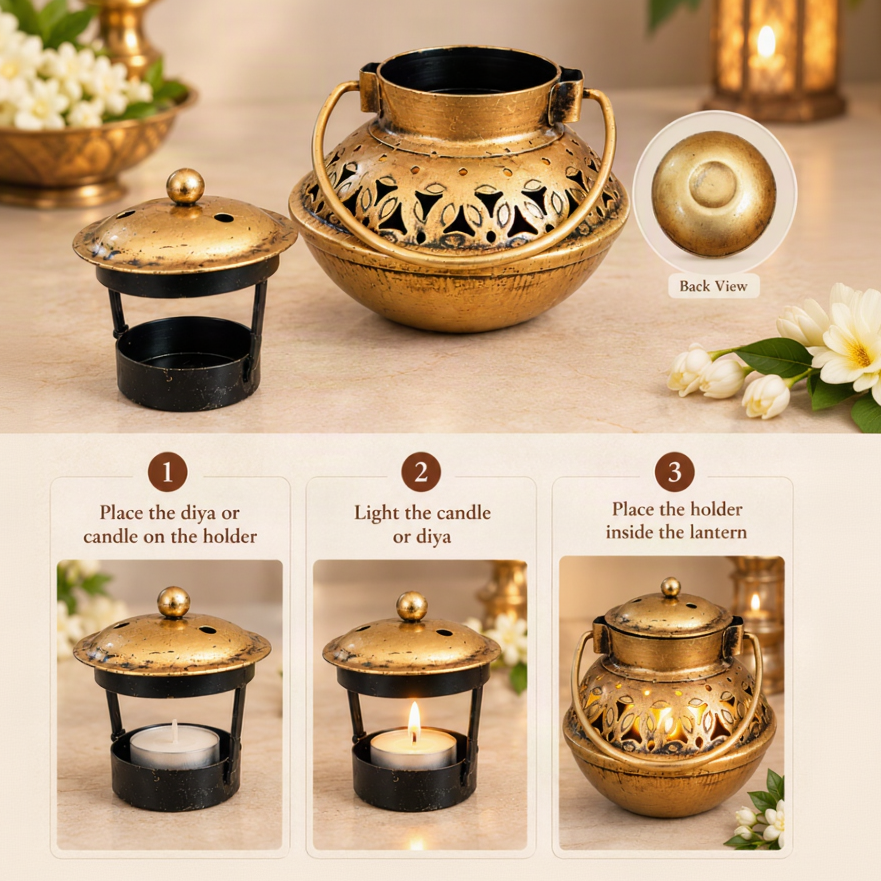 Decorative Antique-Finish Tea Light Holder