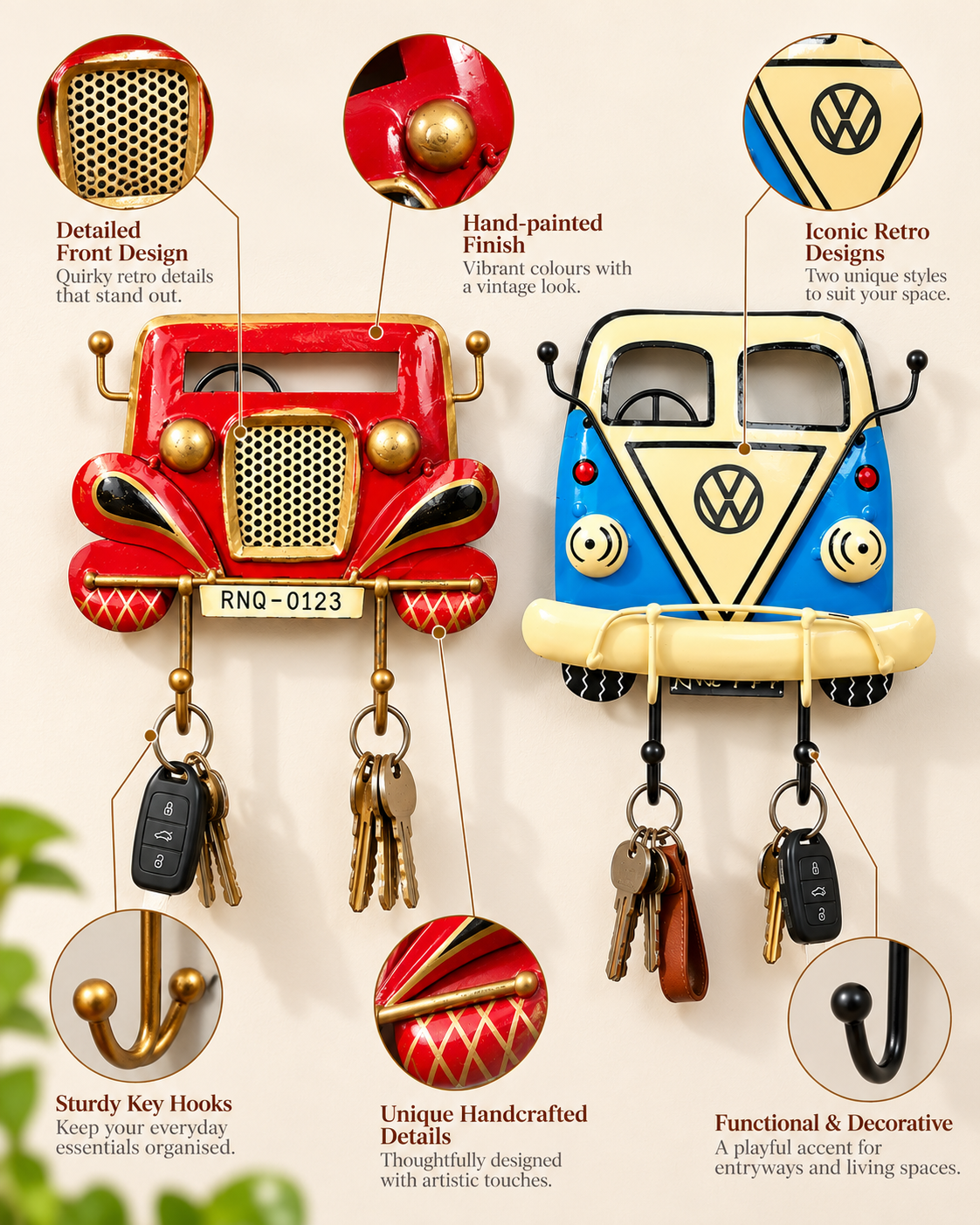 Handcrafted Retro Vehicle Metal Key Hanger – Vintage Car &  Vintage Van Wall Decor