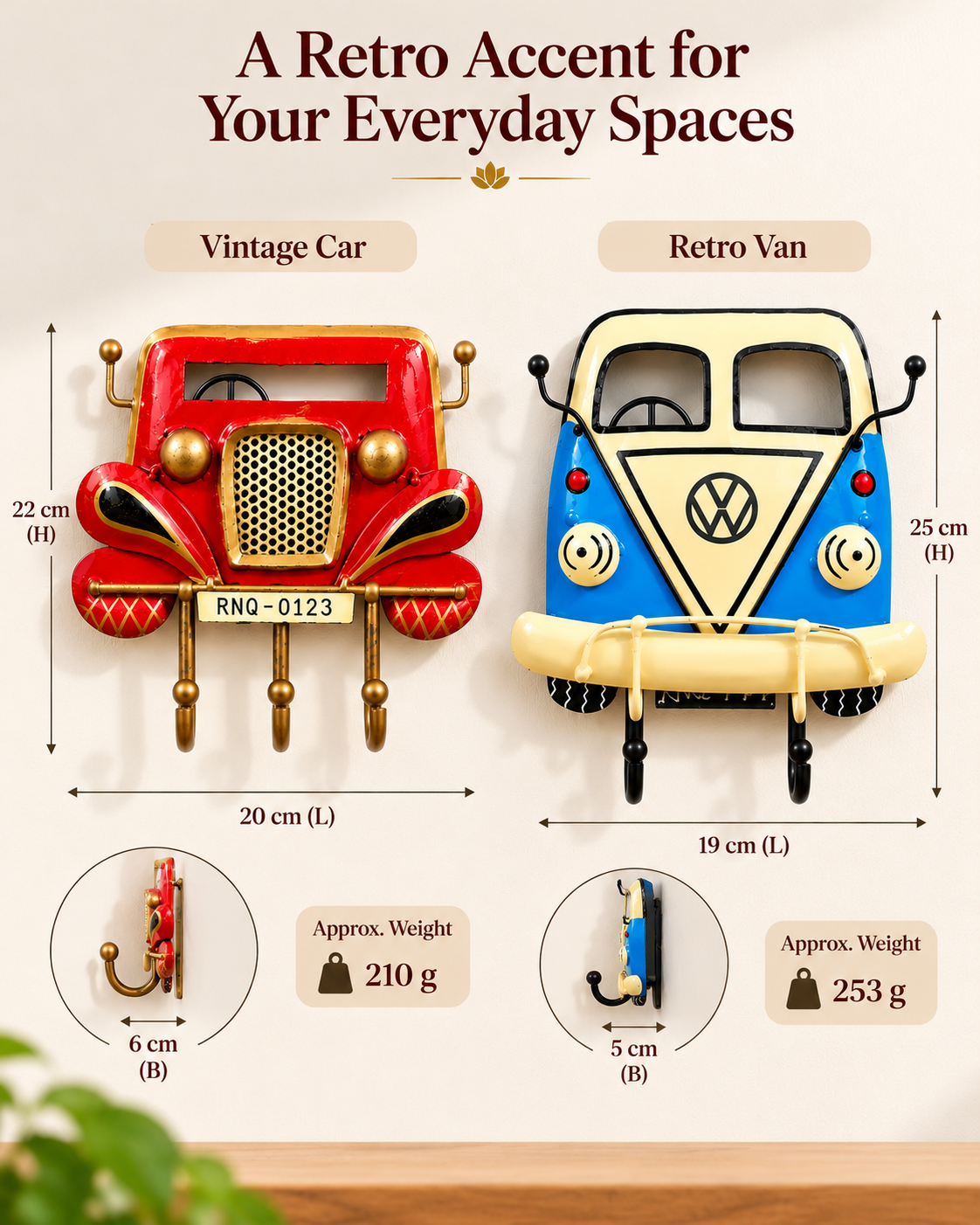 Handcrafted Retro Vehicle Metal Key Hanger – Vintage Car &  Vintage Van Wall Decor