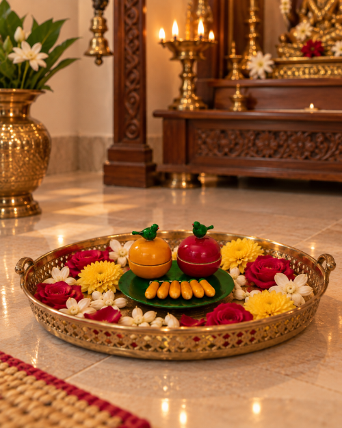 Wooden Sindhoor Dhani | Hand-Painted Arishina Kumkum Box Set | Traditional Indian Pooja Gift