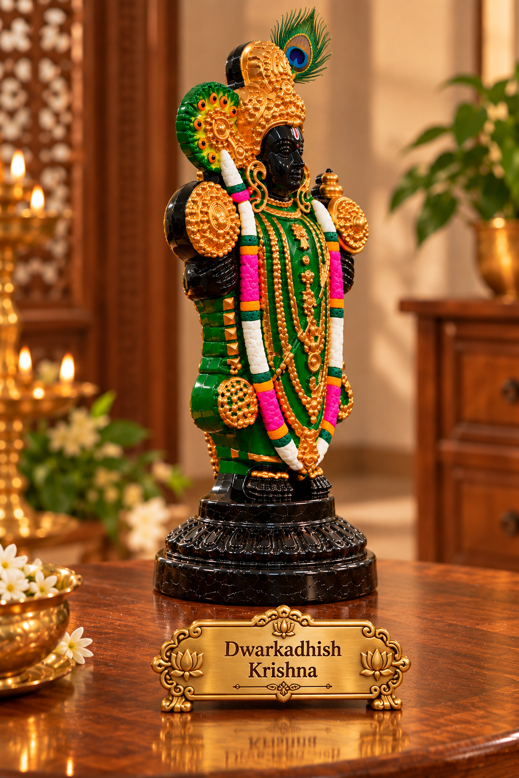 Dwarakadhish Sri Krishna – Handcrafted Clay Sculpture with Stone Finish