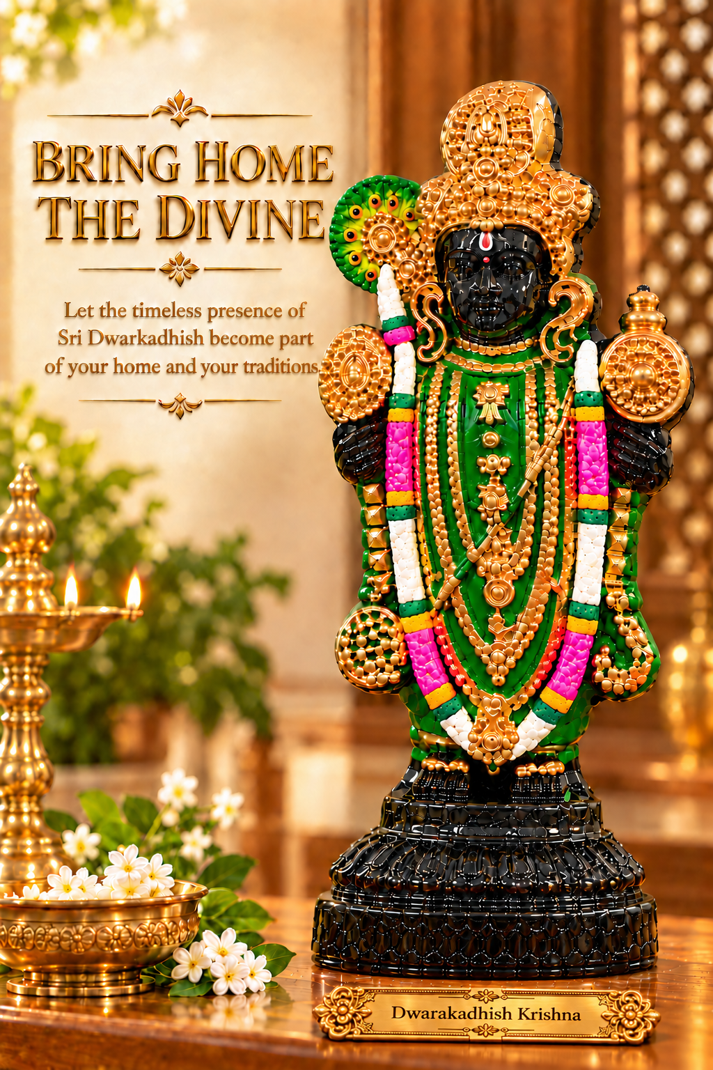 Dwarakadhish Sri Krishna – Handcrafted Clay Sculpture with Stone Finish