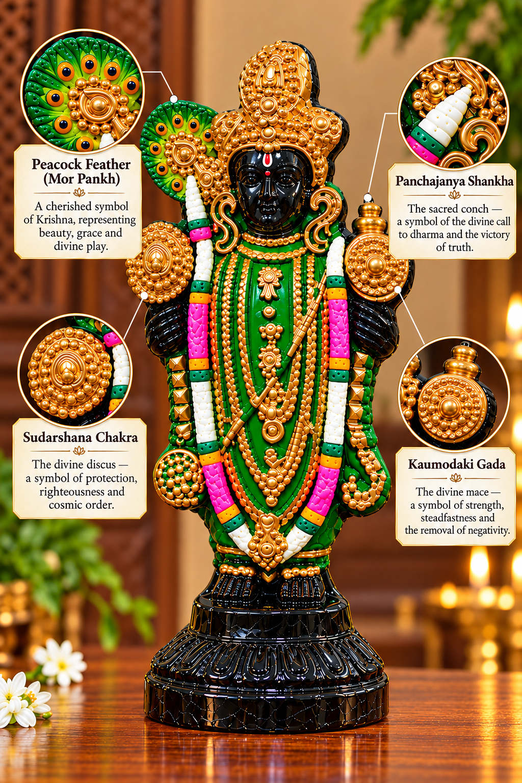Dwarakadhish Sri Krishna – Handcrafted Clay Sculpture with Stone Finish