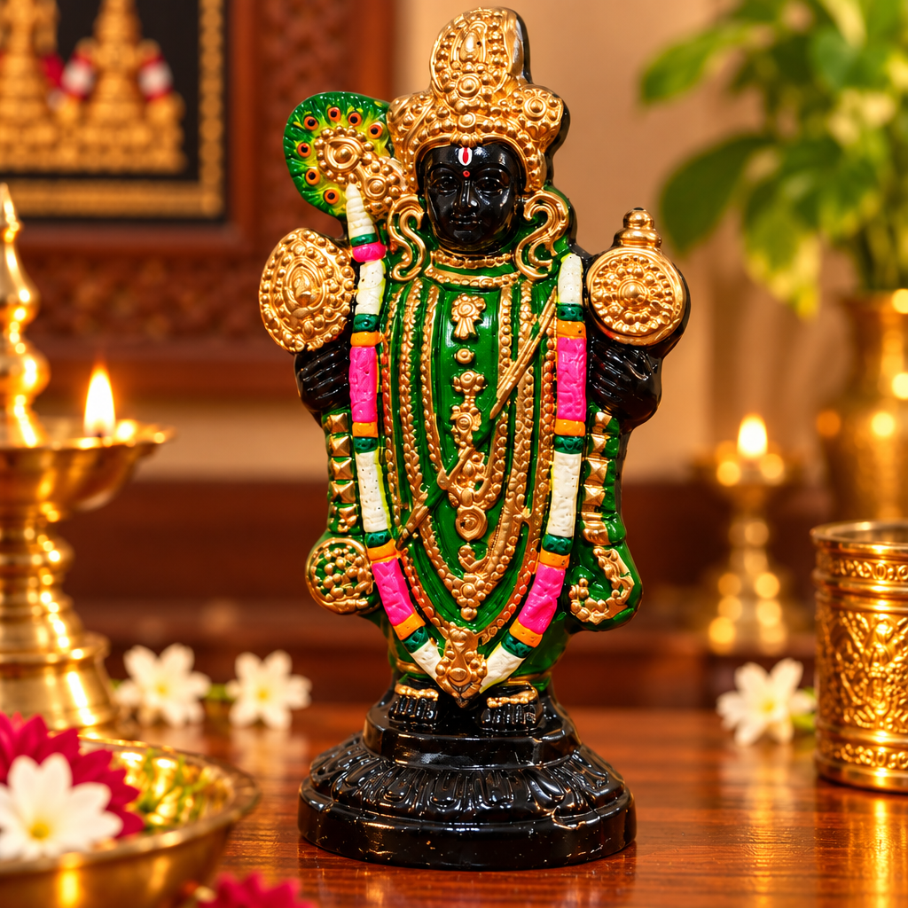 Dwarakadhish Sri Krishna – Handcrafted Clay Sculpture with Stone Finish