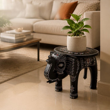 Elephant Peetha | Handcrafted Wooden Decorative Stand | Jodhpur Artisan Decor & Gift