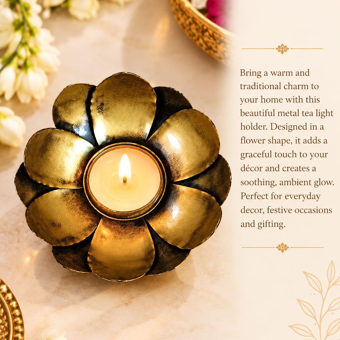 Handcrafted Blooming Lotus Diya – Deepavali Lighting & Living Space Utility