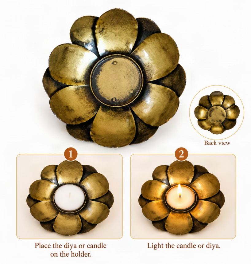 Handcrafted Blooming Lotus Diya – Deepavali Lighting & Living Space Utility