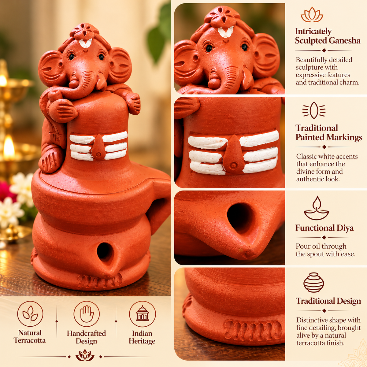 Ganesha Magic Diya - Tradition that glows with Grace.