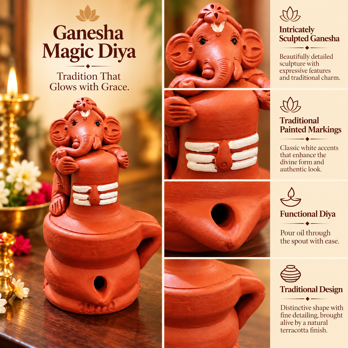 Ganesha Magic Diya - Tradition that glows with Grace.