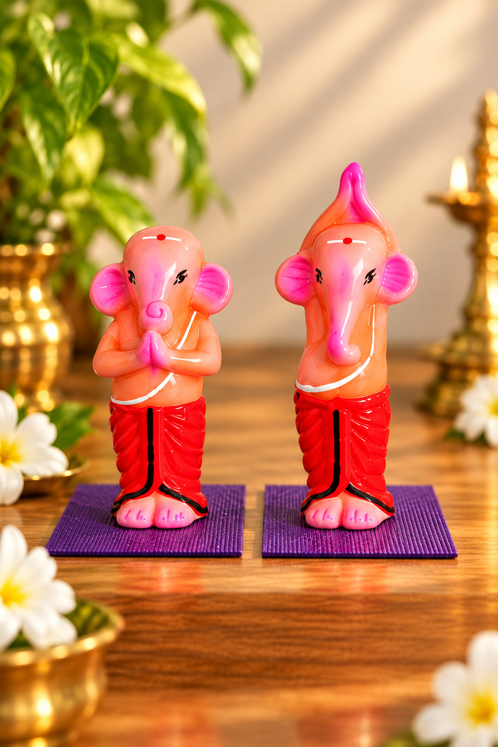 Handcrafted Clay Surya Namaskar Ganesha Set – 12 Sun Salutation Yoga Asanas