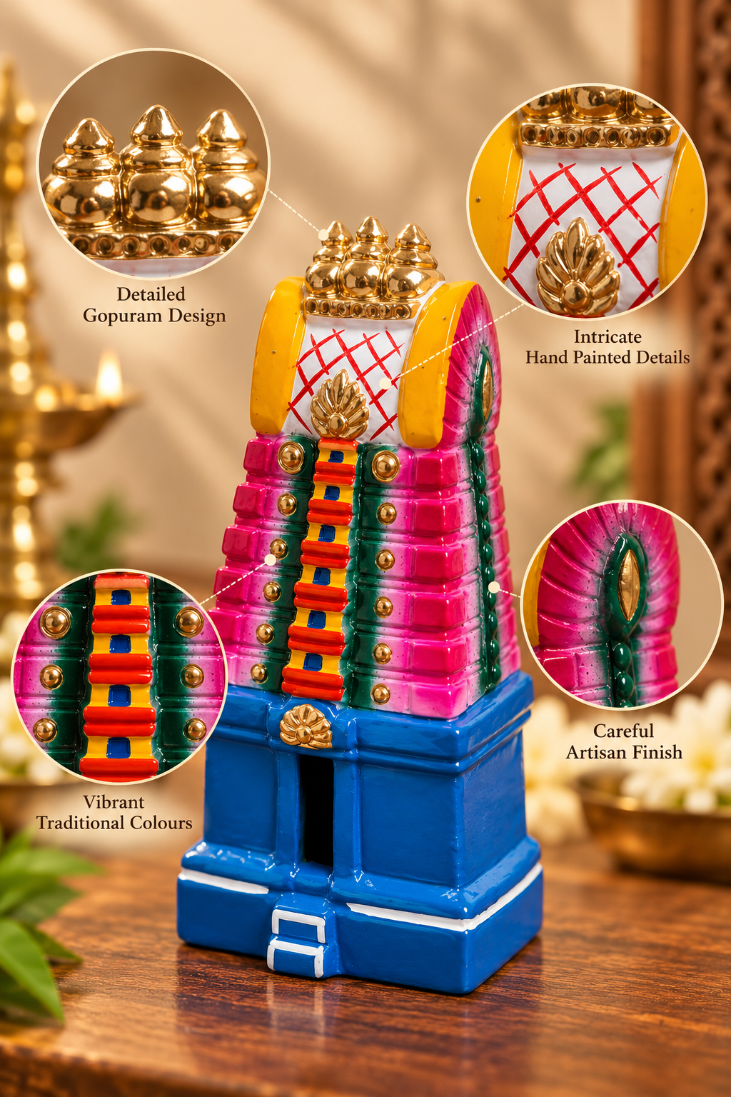 Handcrafted Clay Miniature Temple Gopuram