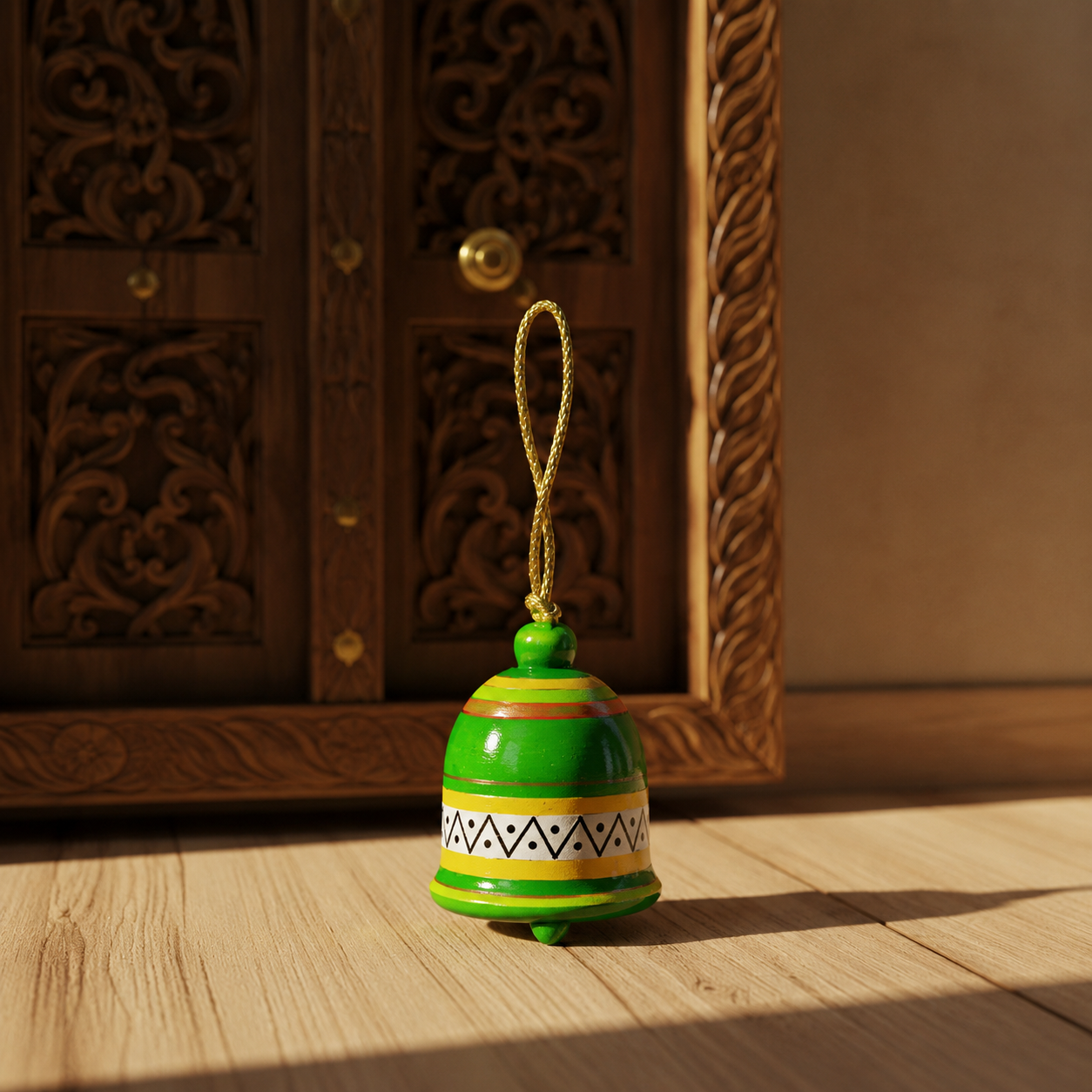 Handcrafted Wooden Traditional Bells Pair | Set of 2