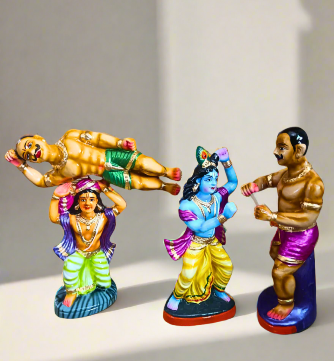 Majestic Handcrafted Clay Mallayudha Idols Set