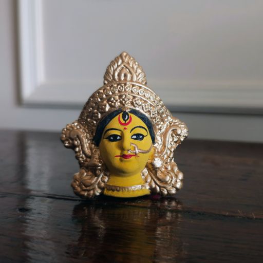 Divine Handcrafted Clay Goddess Durga Face | Makhavada | Mukhavada