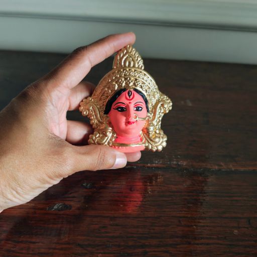 Divine Handcrafted Clay Goddess Durga Face | Makhavada | Mukhavada