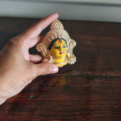 Divine Handcrafted Clay Goddess Durga Face | Makhavada | Mukhavada