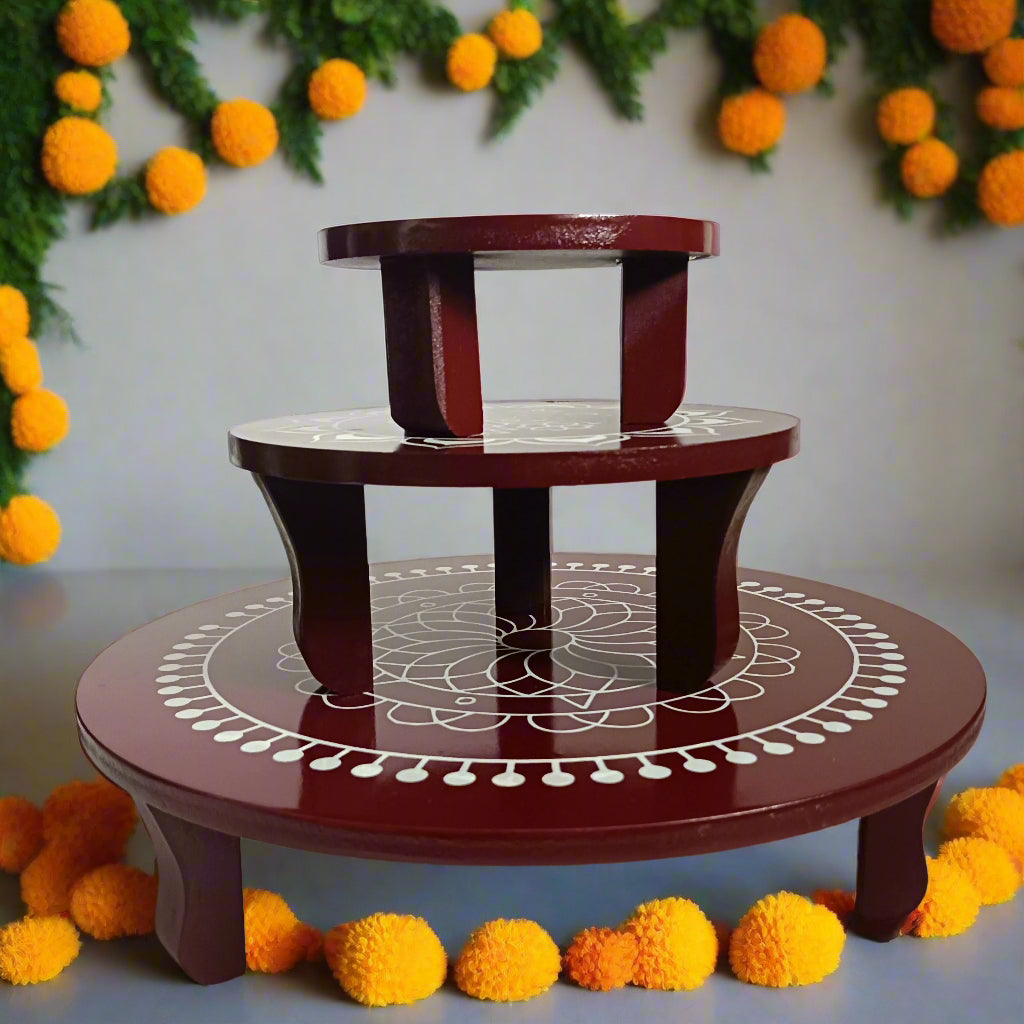 Warli Hand painted Round Peetha