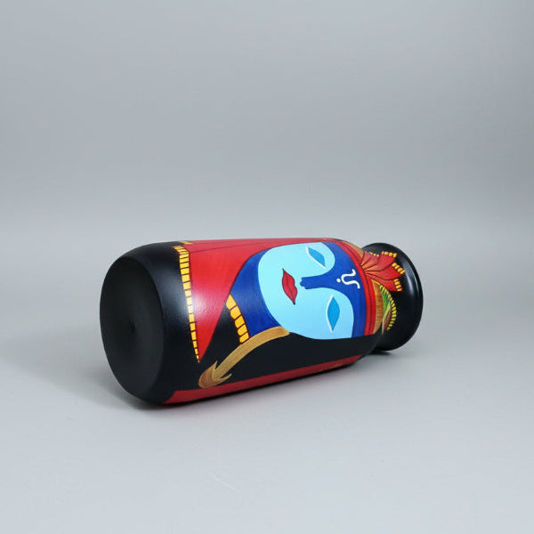 Krishna Vase | Hand-Painted Wooden Decor Piece | Indian Artisan Home Decor & Gift