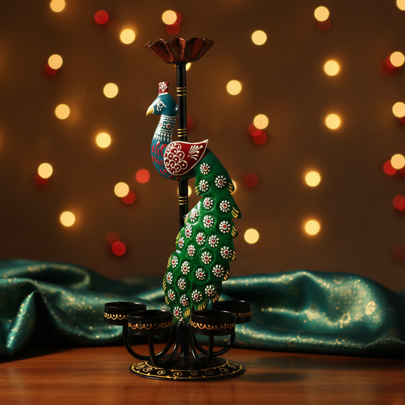 Mayura Diya Stand – Peacock Wall Light Holder