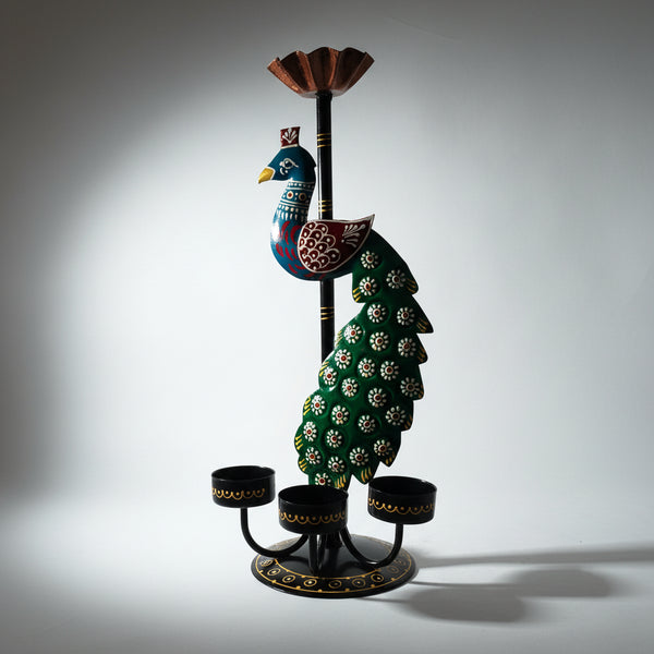 Mayura Diya Stand – Peacock Wall Light Holder