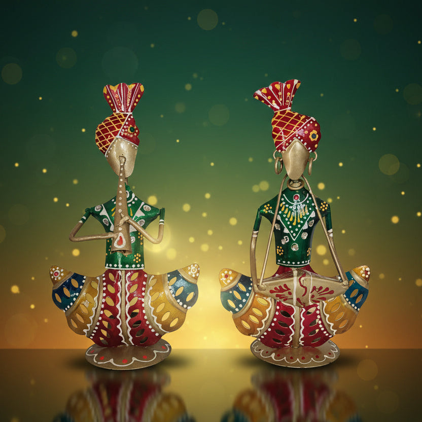 Rajasthani Sangeet Figurines – Handcrafted Metal Musicians