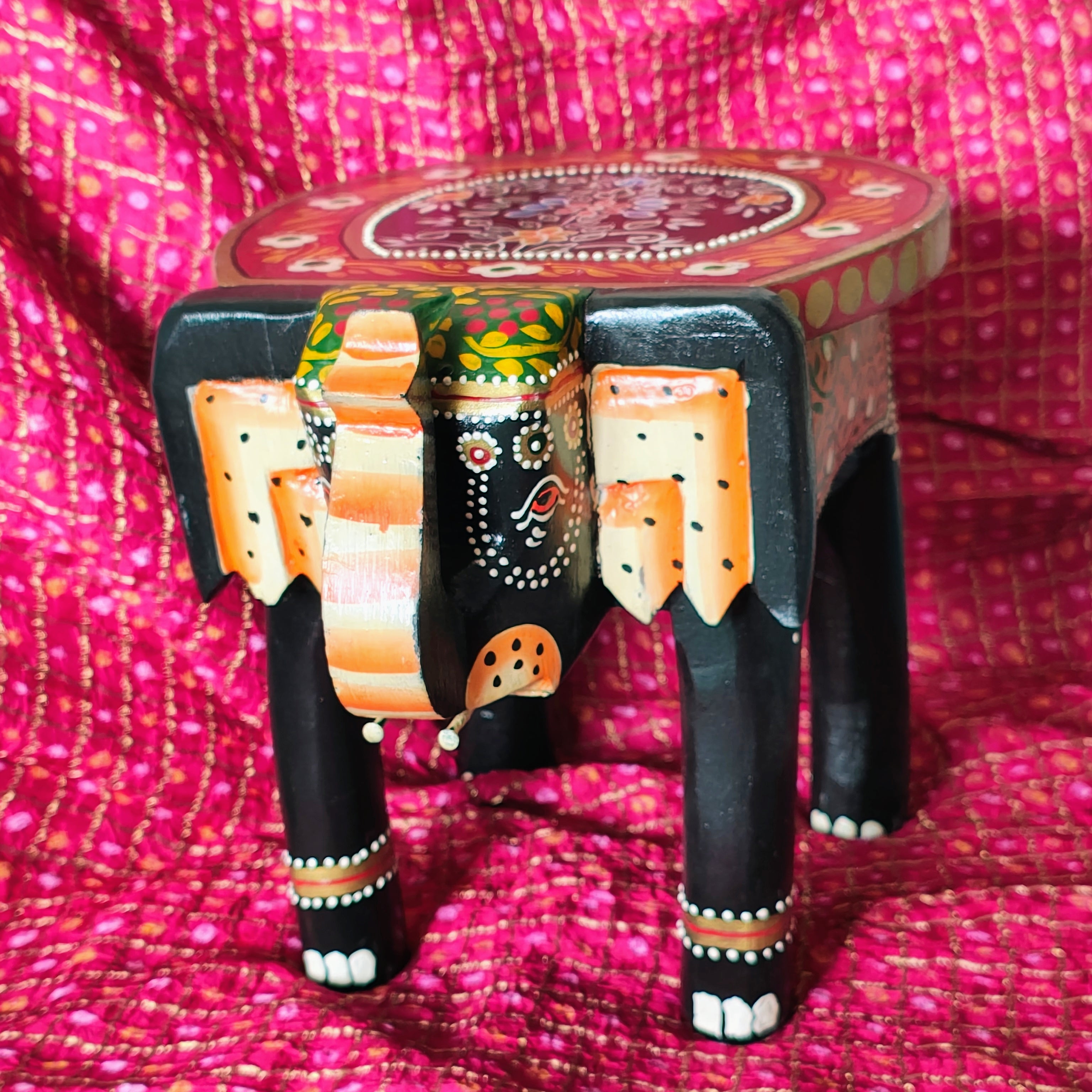 Elephant Peetha | Handcrafted Wooden Decorative Stand | Jodhpur Artisan Decor & Gift