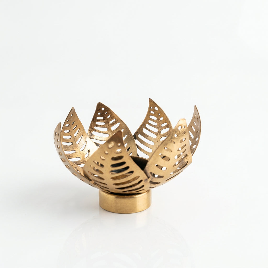 Antique Finish Lotus Petals Tealight Holder – Festive Lighting & Everyday Decor