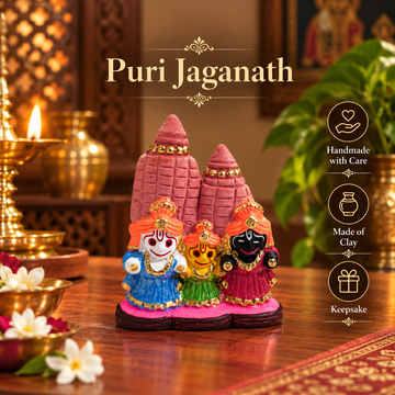 Mini Puri Jagannath – Handcrafted Clay Divine Trio
