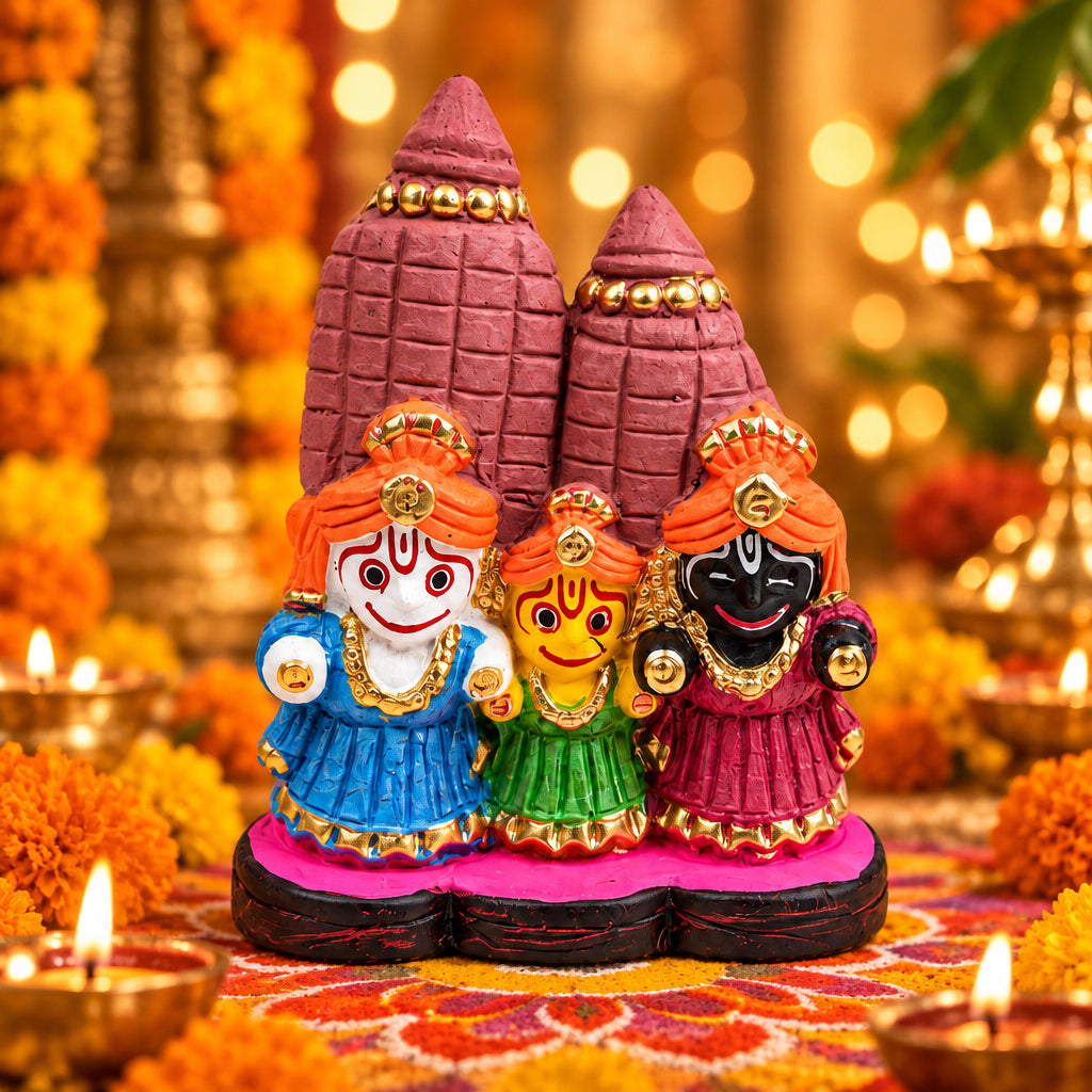Mini Puri Jagannath – Handcrafted Clay Divine Trio