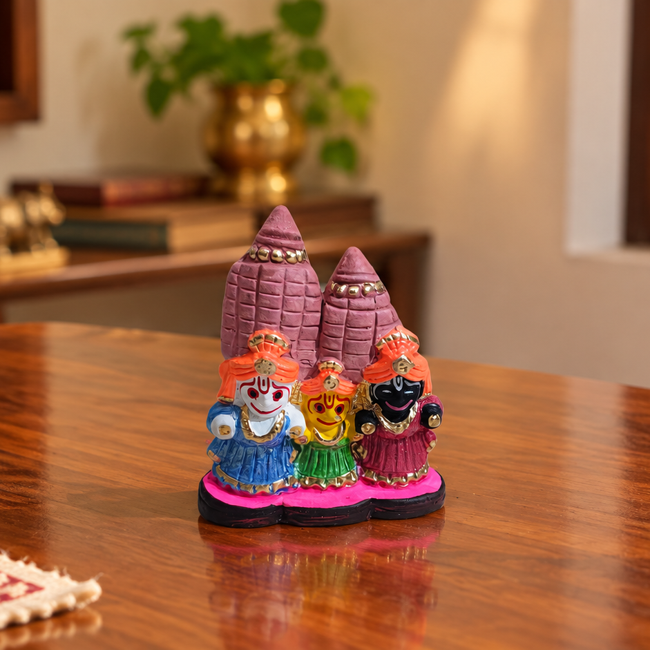 Mini Puri Jagannath – Handcrafted Clay Divine Trio
