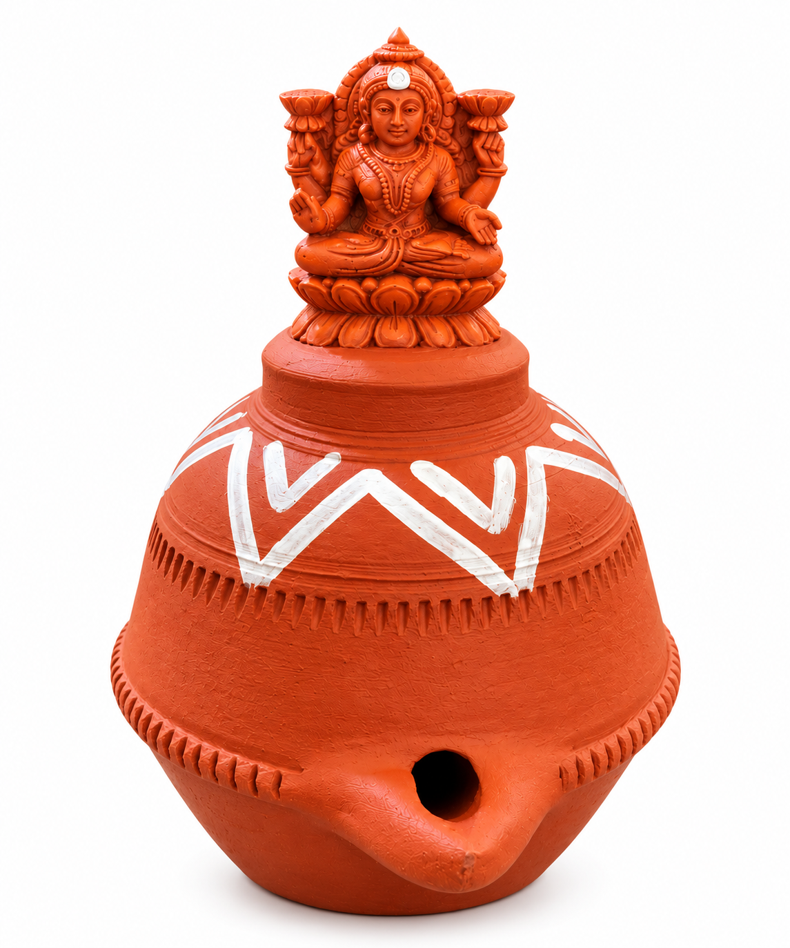 Handcrafted Terracotta Goddess Lakshmi Oil Lamp – Traditional Matka Akhand Diya