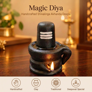 Handcrafted Shivling Oil Lamp – Traditional Diya for Deepavali & Daily Prayer