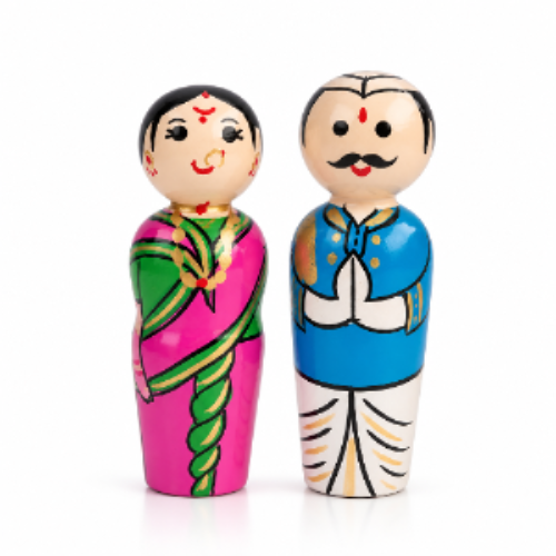 Wooden State Traditional Doll pair pretend play Imagination Montessori Non Toxic