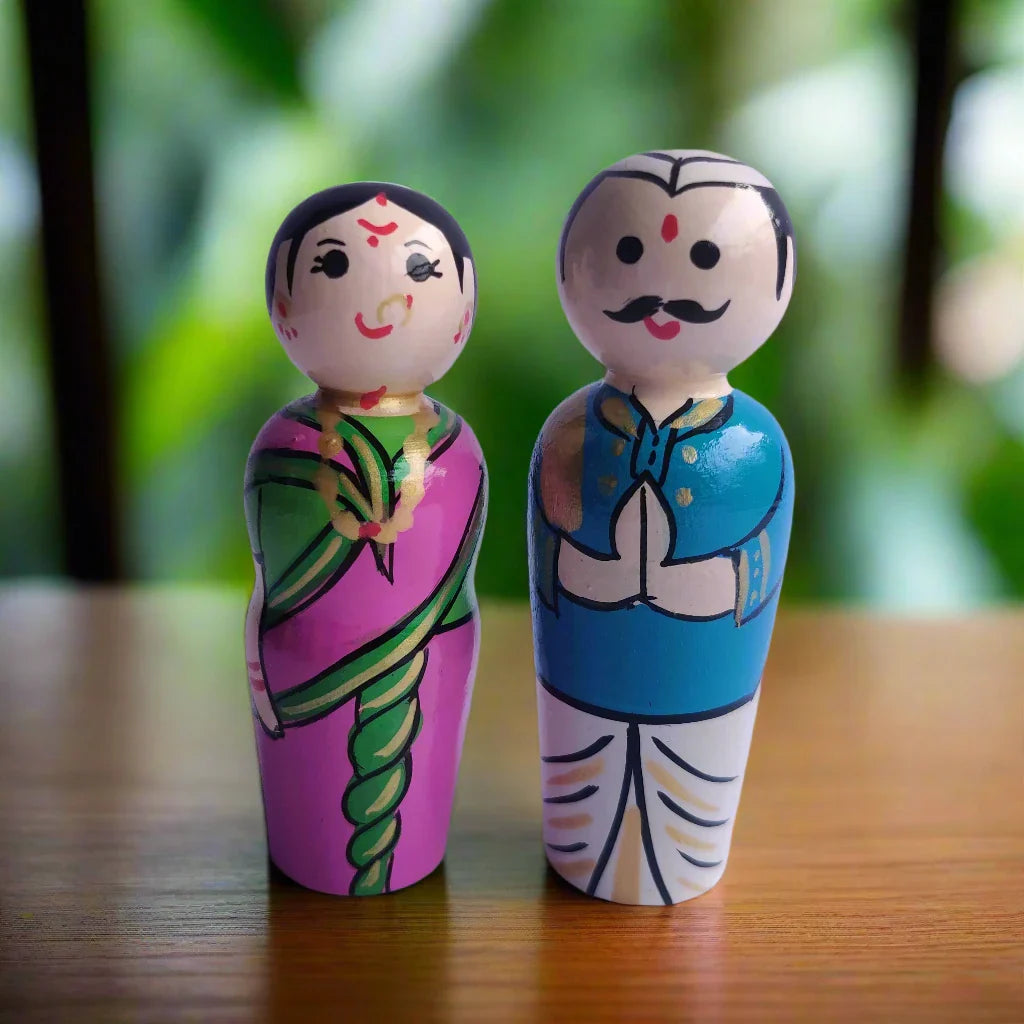 Wooden State Traditional Doll pair pretend play Imagination Montessori Non Toxic