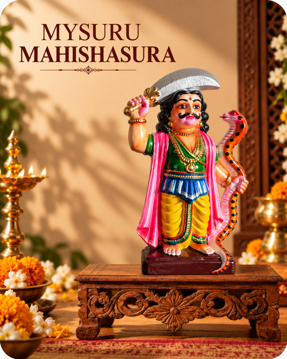 Handcrafted Mahishasura Statue Replica – Mysuru Heritage Dasara Bombe