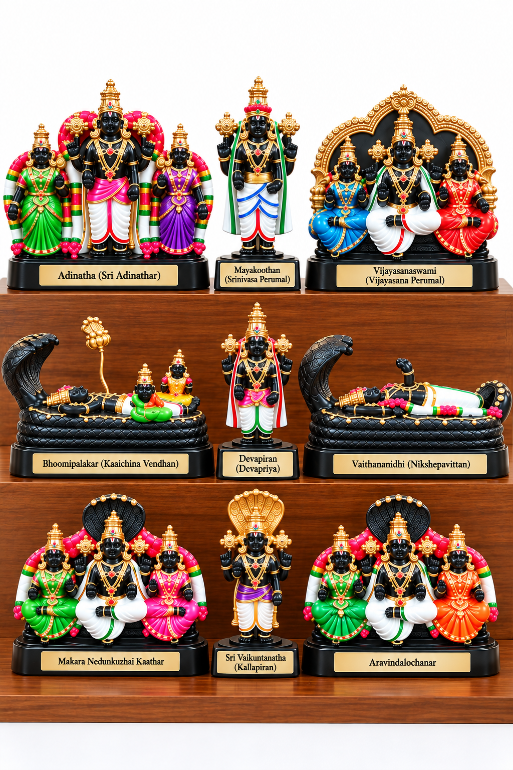 Handcrafted Nava Tirupathi Clay Idols (Set of 9) –Antique Stone Finish