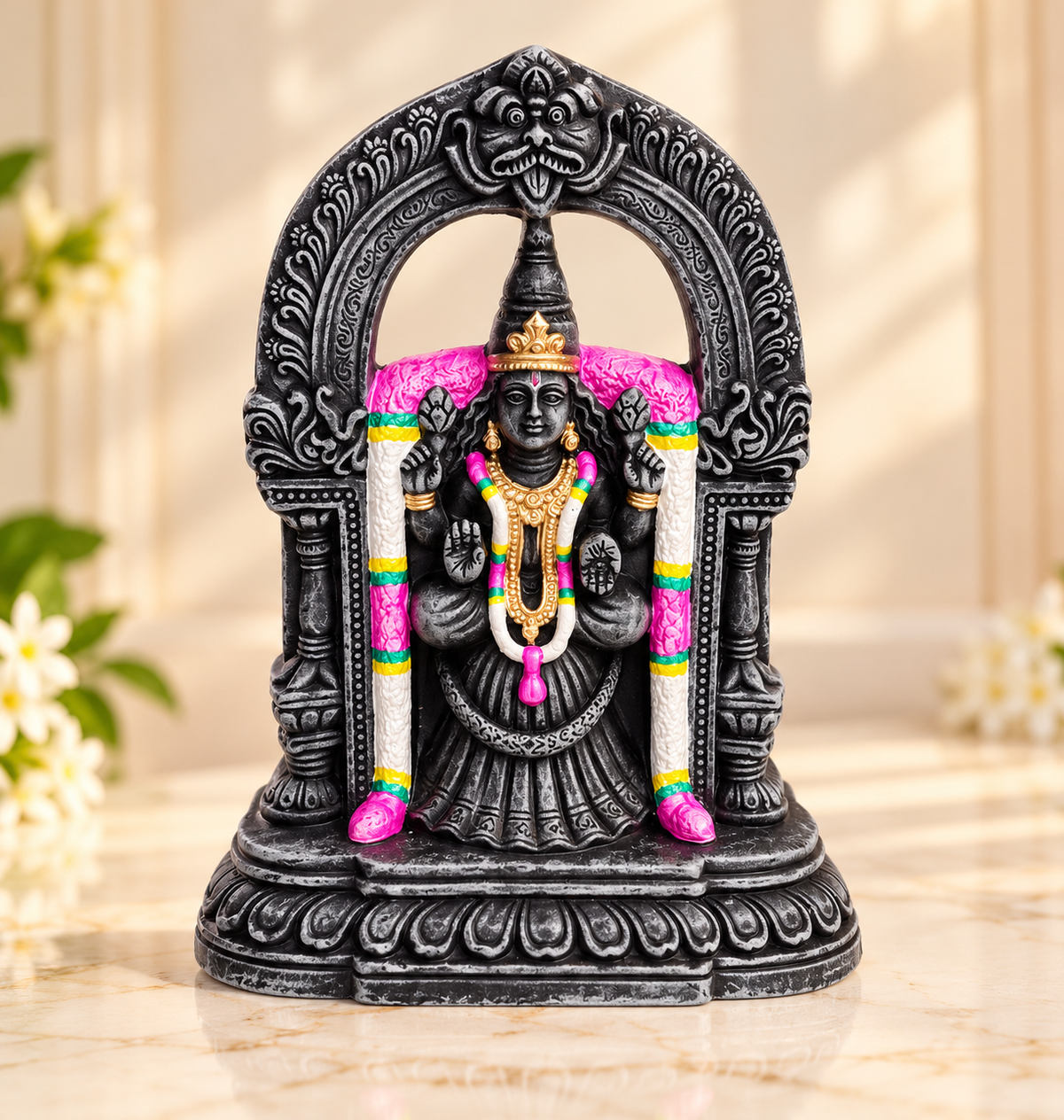 Handcrafted Lord Balaji and Alamelu Manga in Antique Stone Finish