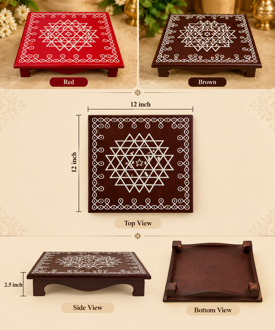 Handcrafted Traditional Peetha 8, 10 and 12 inches