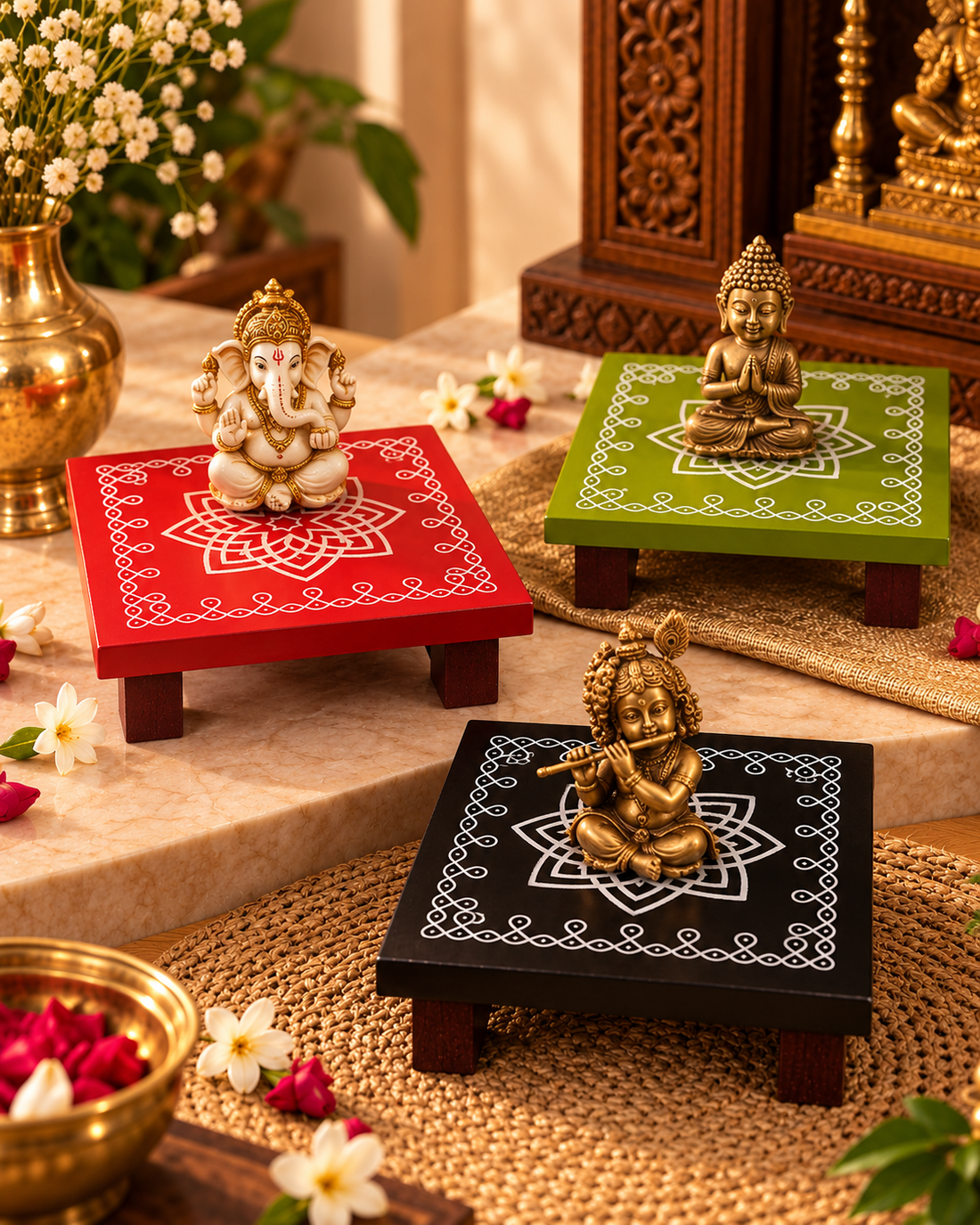Handcrafted Traditional Peetha/ Chowki - 3 and 4 inch