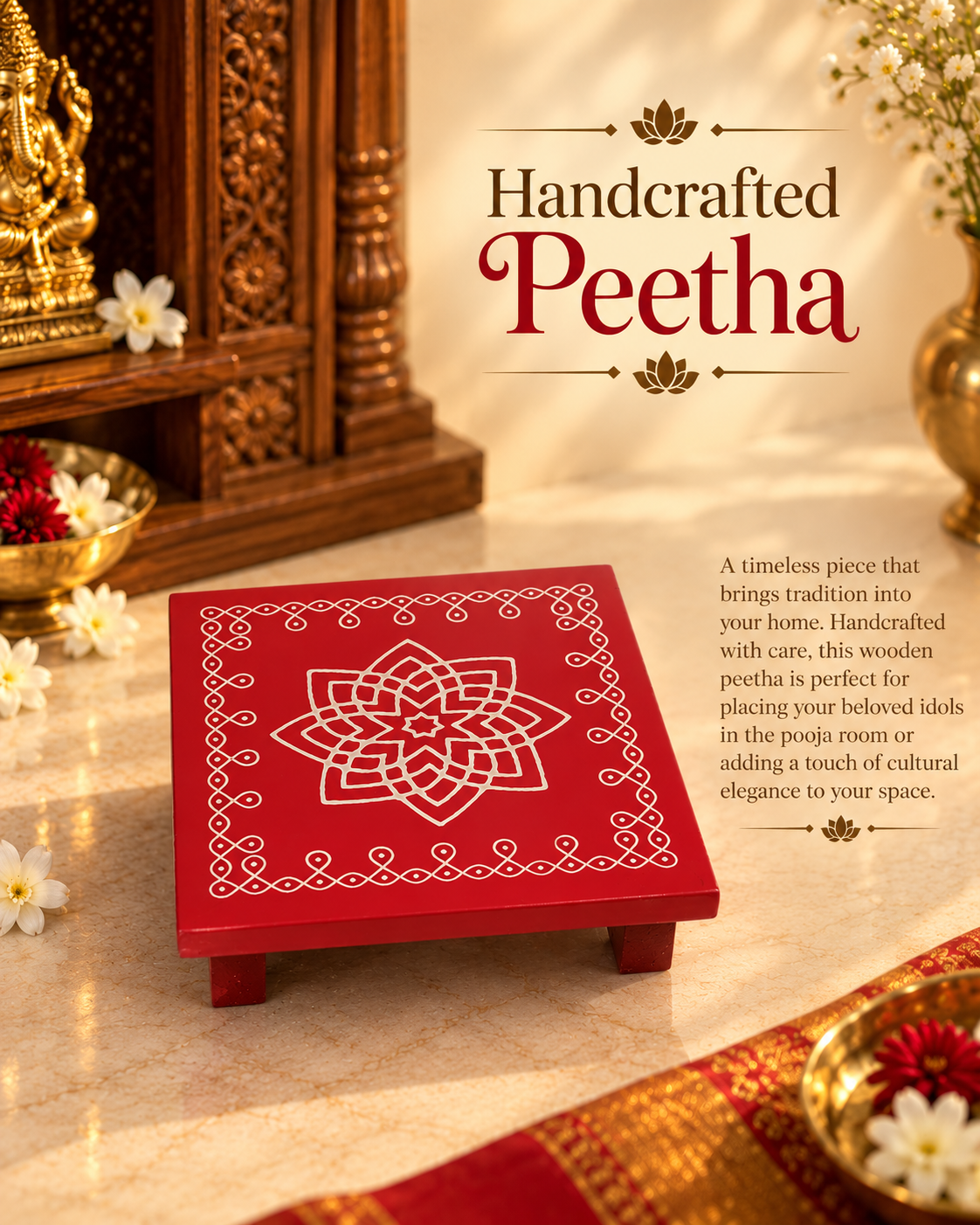Handcrafted Traditional Peetha/ Chowki - 3 and 4 inch