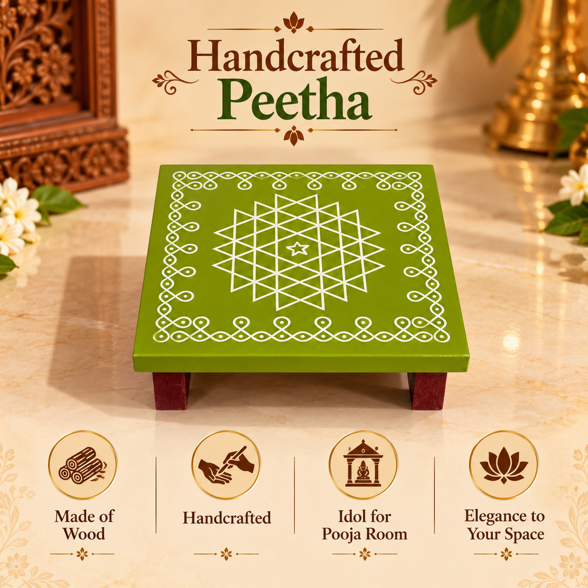 Handcrafted Traditional Peetha/ Chowki - 5 and 6 inch