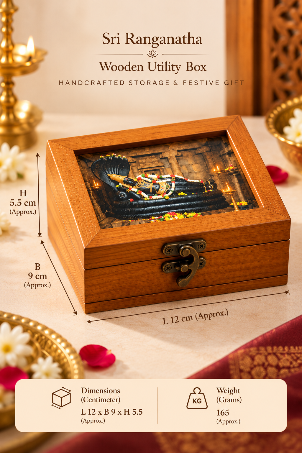 Handcrafted Storage & Festive Gift (Sri Ranganatha Lid Box)